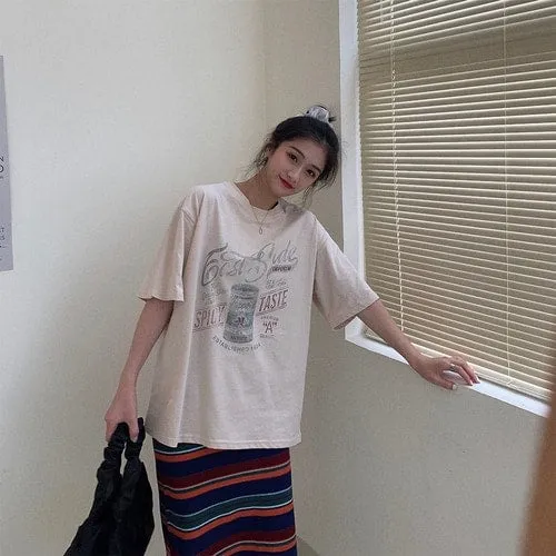 Halajuku Letter Printed Loose T-shirts