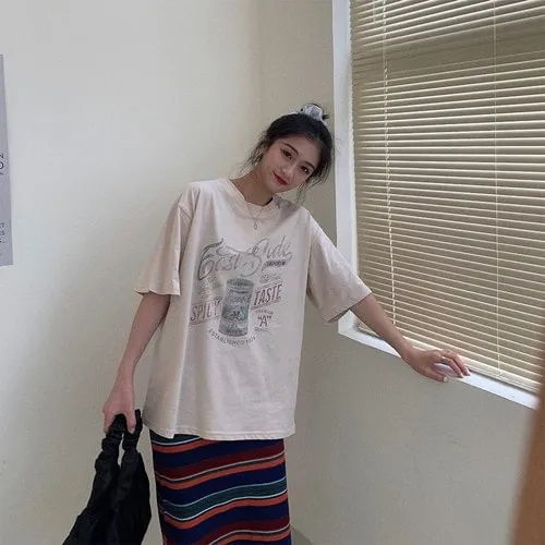 Halajuku Letter Printed Loose T-shirts