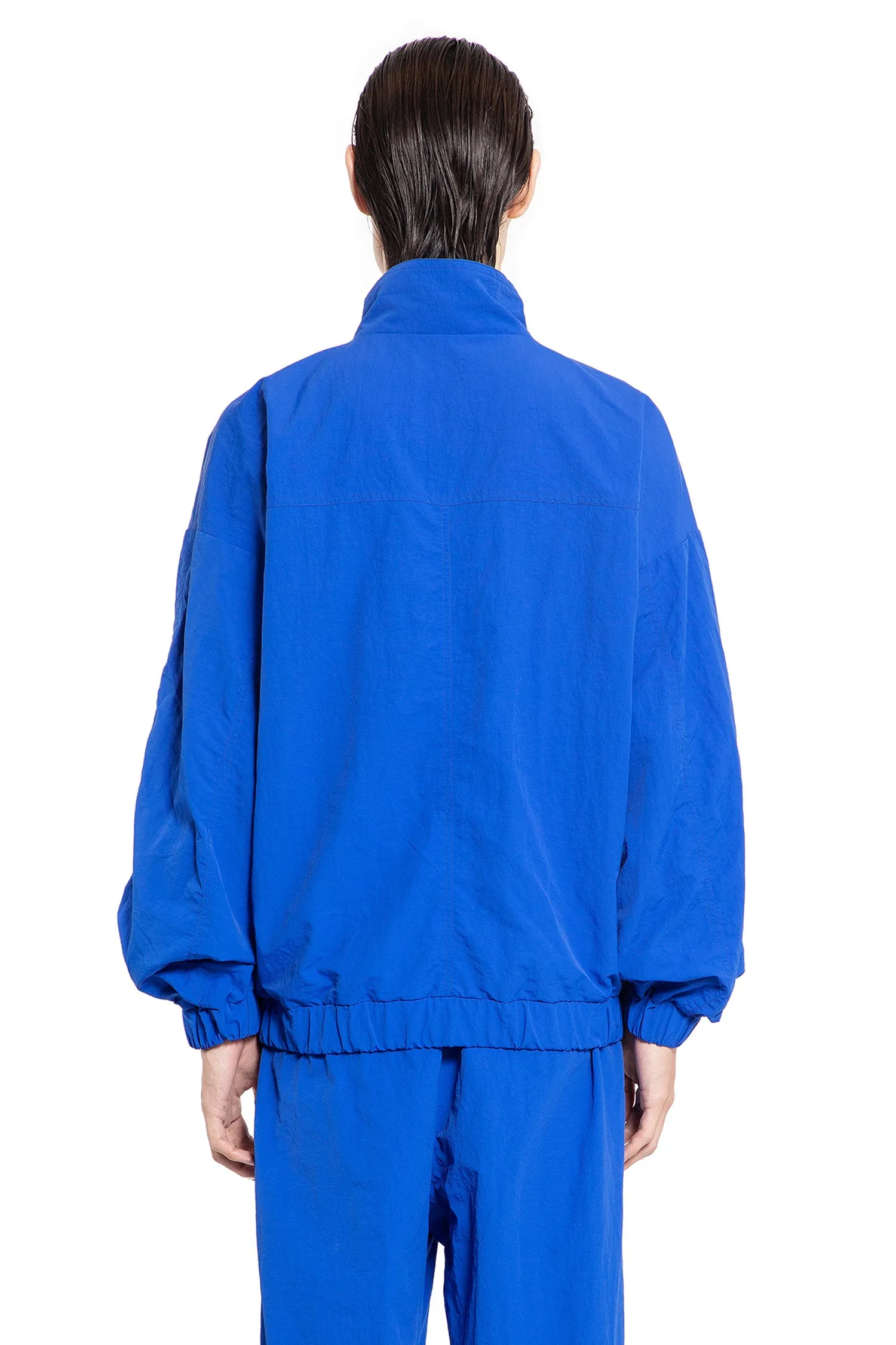 Hammered Nylon Windbreaker Jacket in Blue Pigment