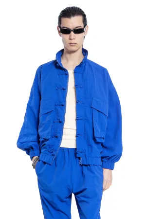 Hammered Nylon Windbreaker Jacket in Blue Pigment