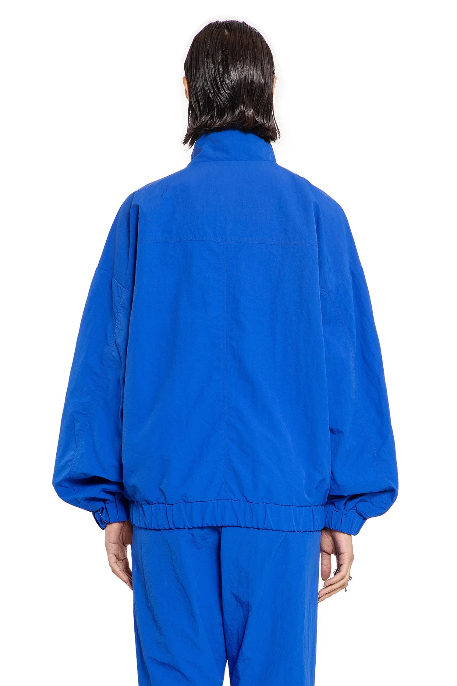 Hammered Nylon Windbreaker Jacket in Blue Pigment