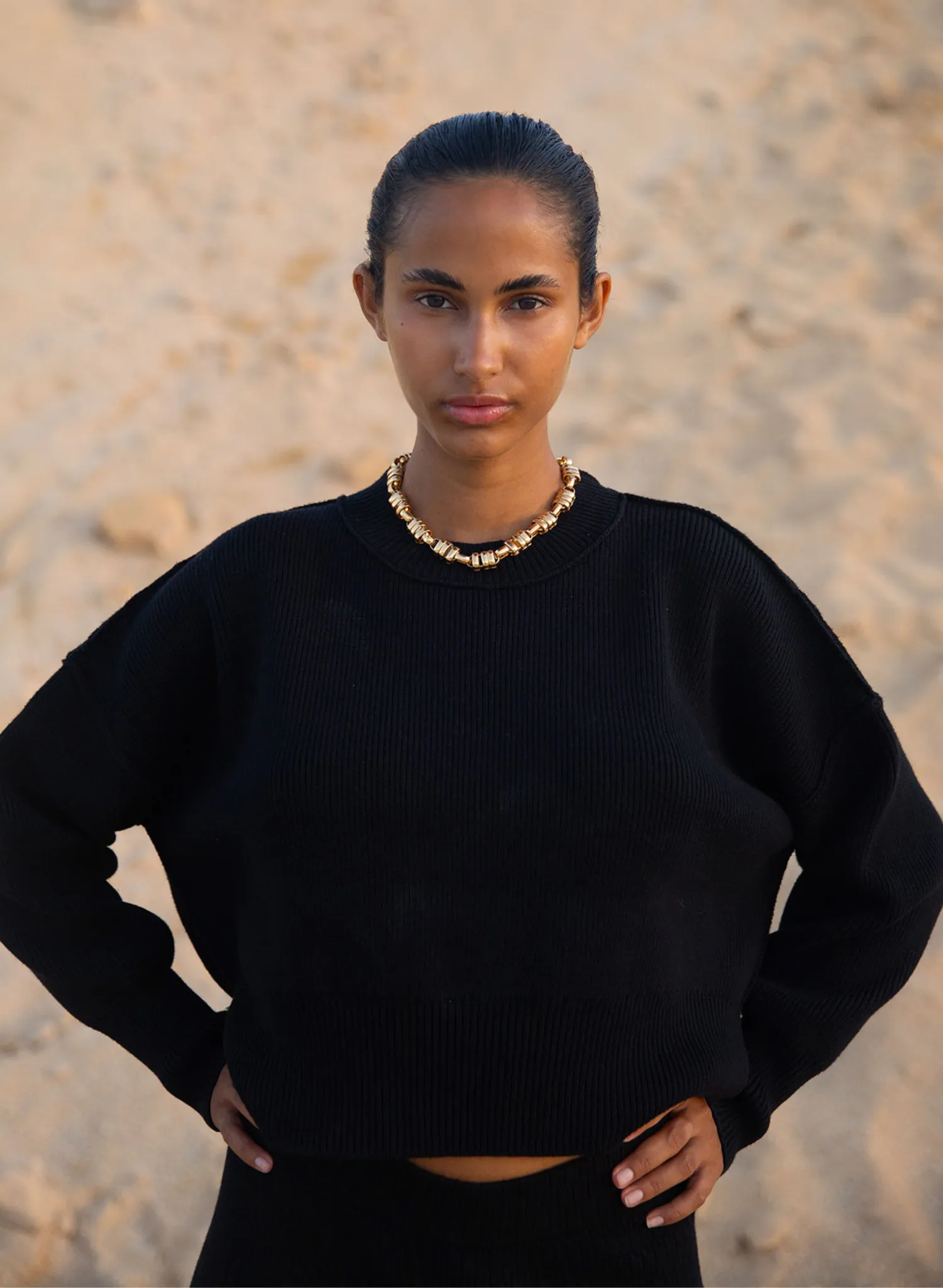 Harlo Cropped Sweater - Black