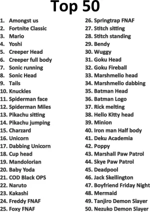 Hat Pack 6 # 2267 Top 50