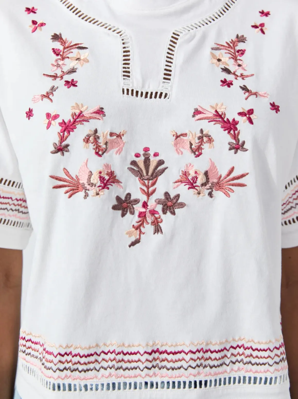 Hayley Menzies Maya Embroidered Cropped T Shirt