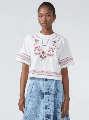 Hayley Menzies Maya Embroidered Cropped T Shirt