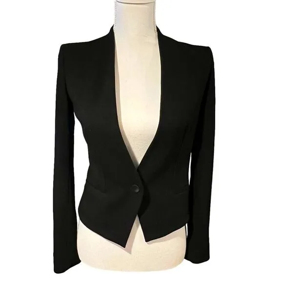 Helmut Helmut Lang Gala Tux Blazer Sz XS Collarless Black Cropped Minimalist