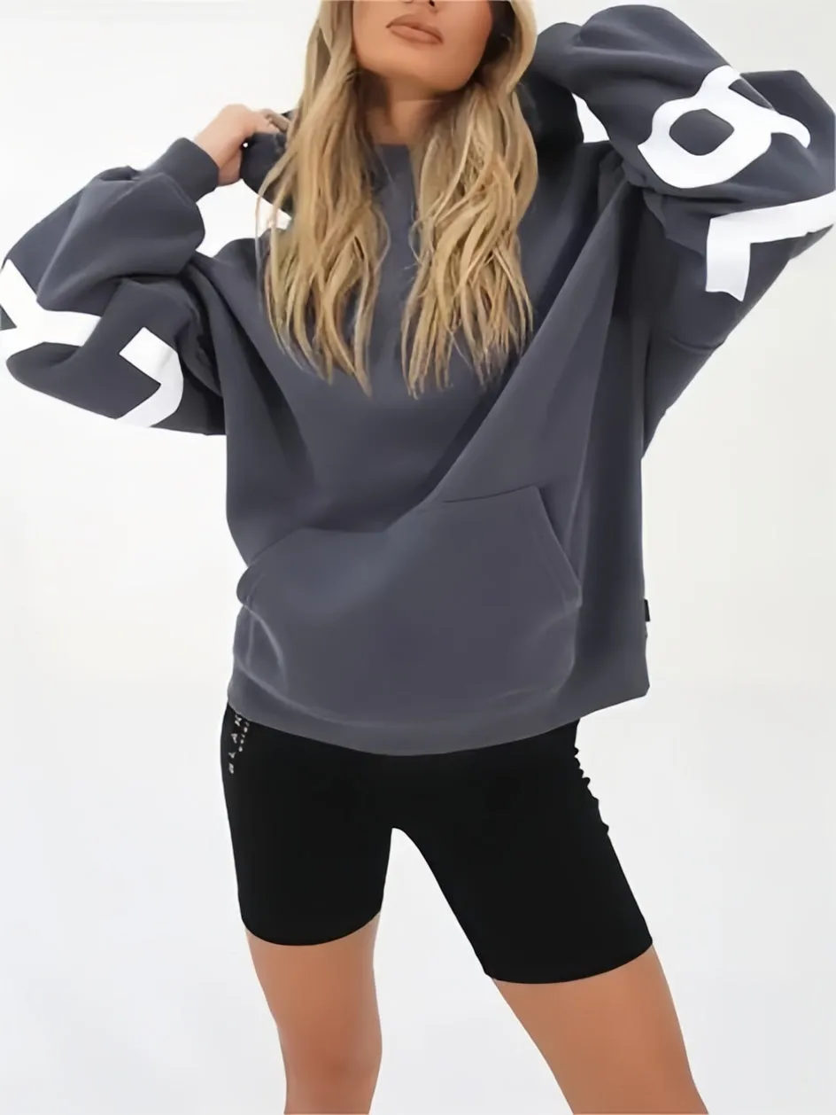 Hip hop oversize hoodie with letter print