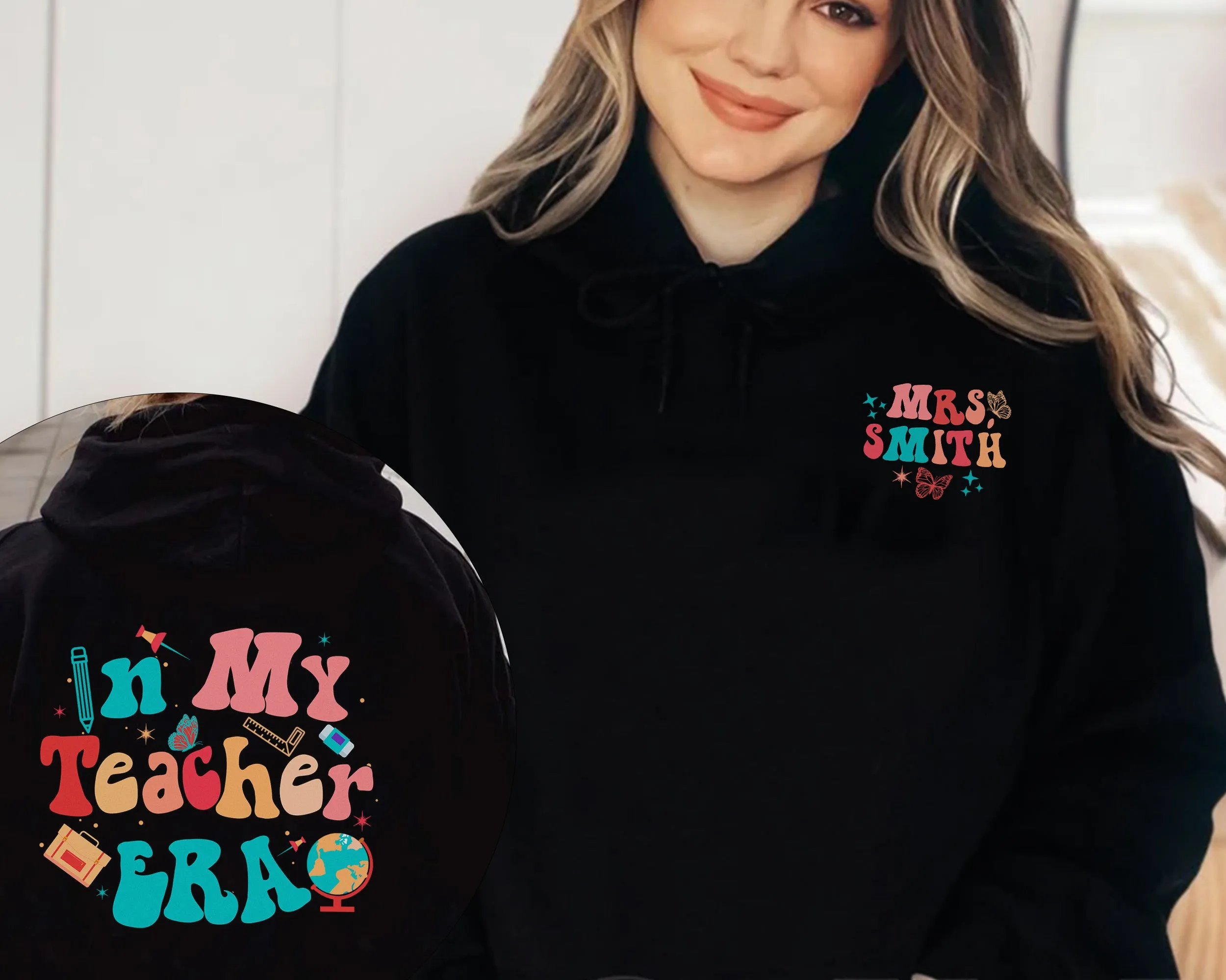 Hoodie for Teacher, in My Teacher Era Crewneck, Personalized Teacher Shirt, Teacher Shirt Last Name, Swiftie Teacher Shirt