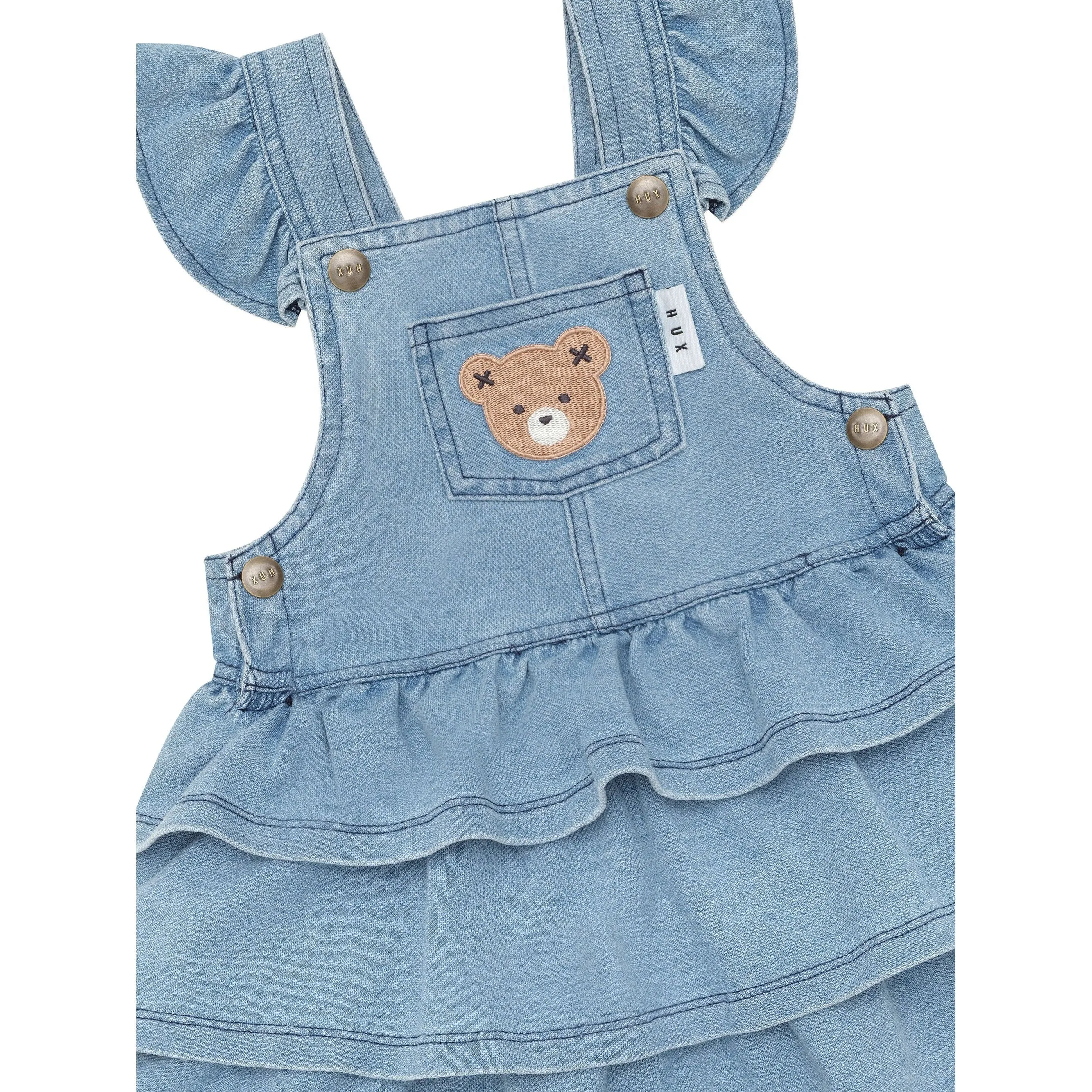 Huxbear Knit Denim Frill Pinafore