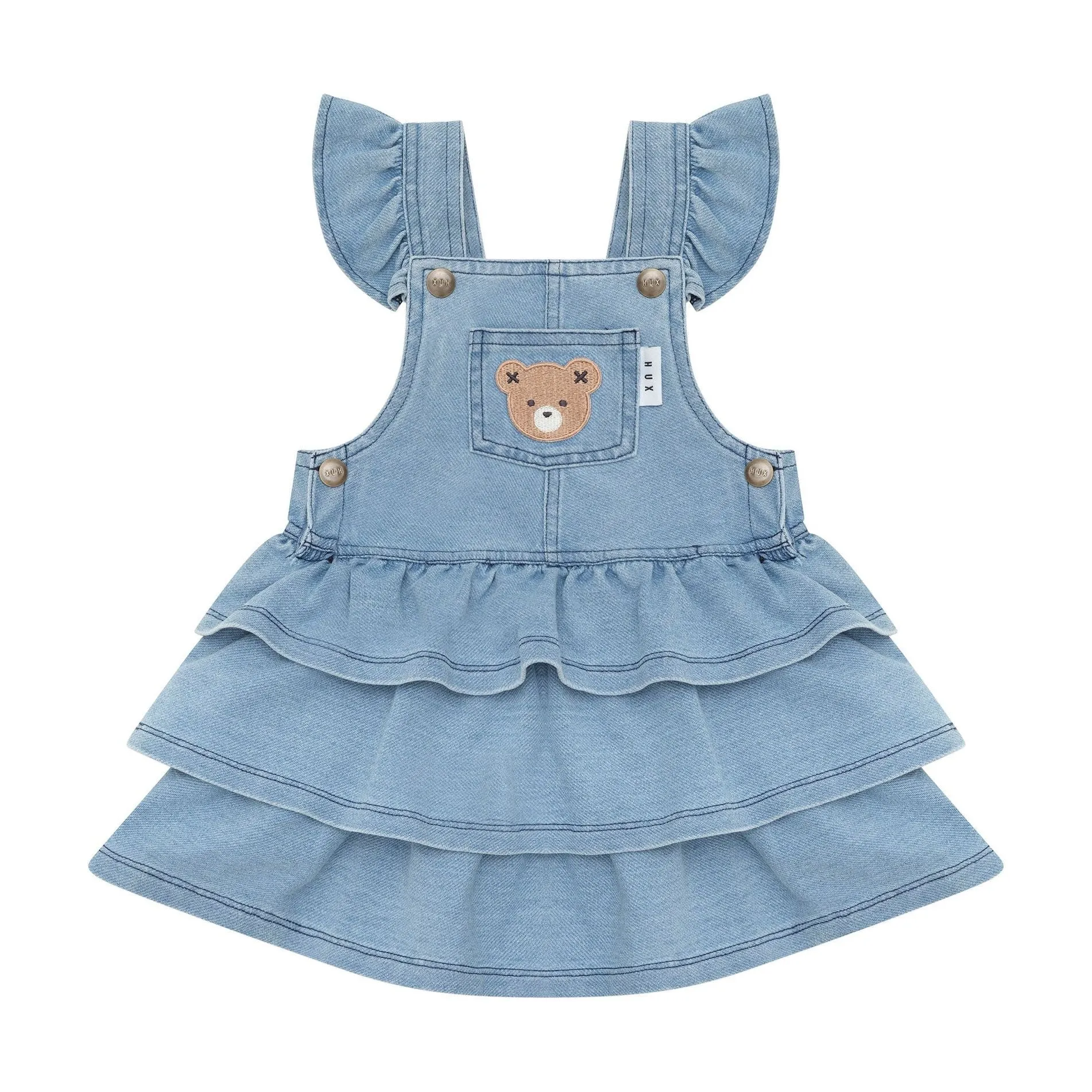 Huxbear Knit Denim Frill Pinafore