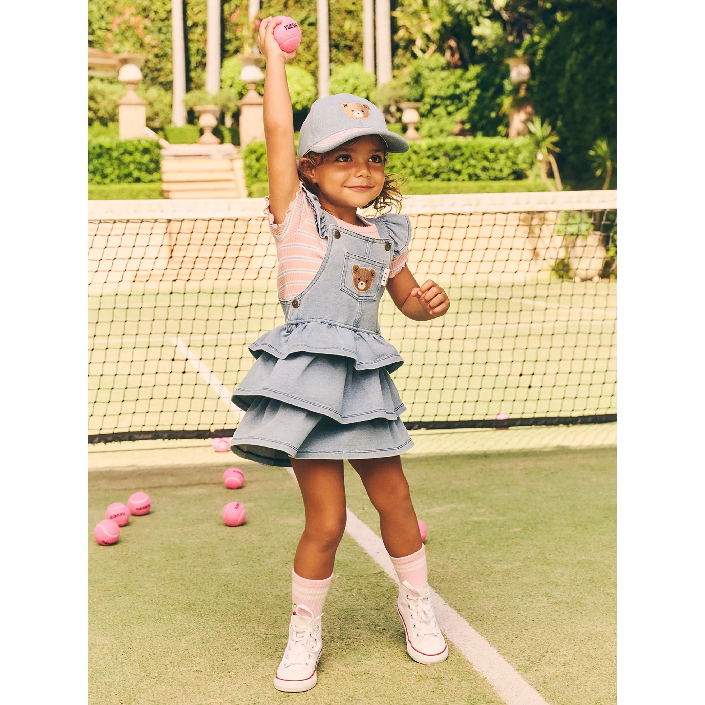Huxbear Knit Denim Frill Pinafore