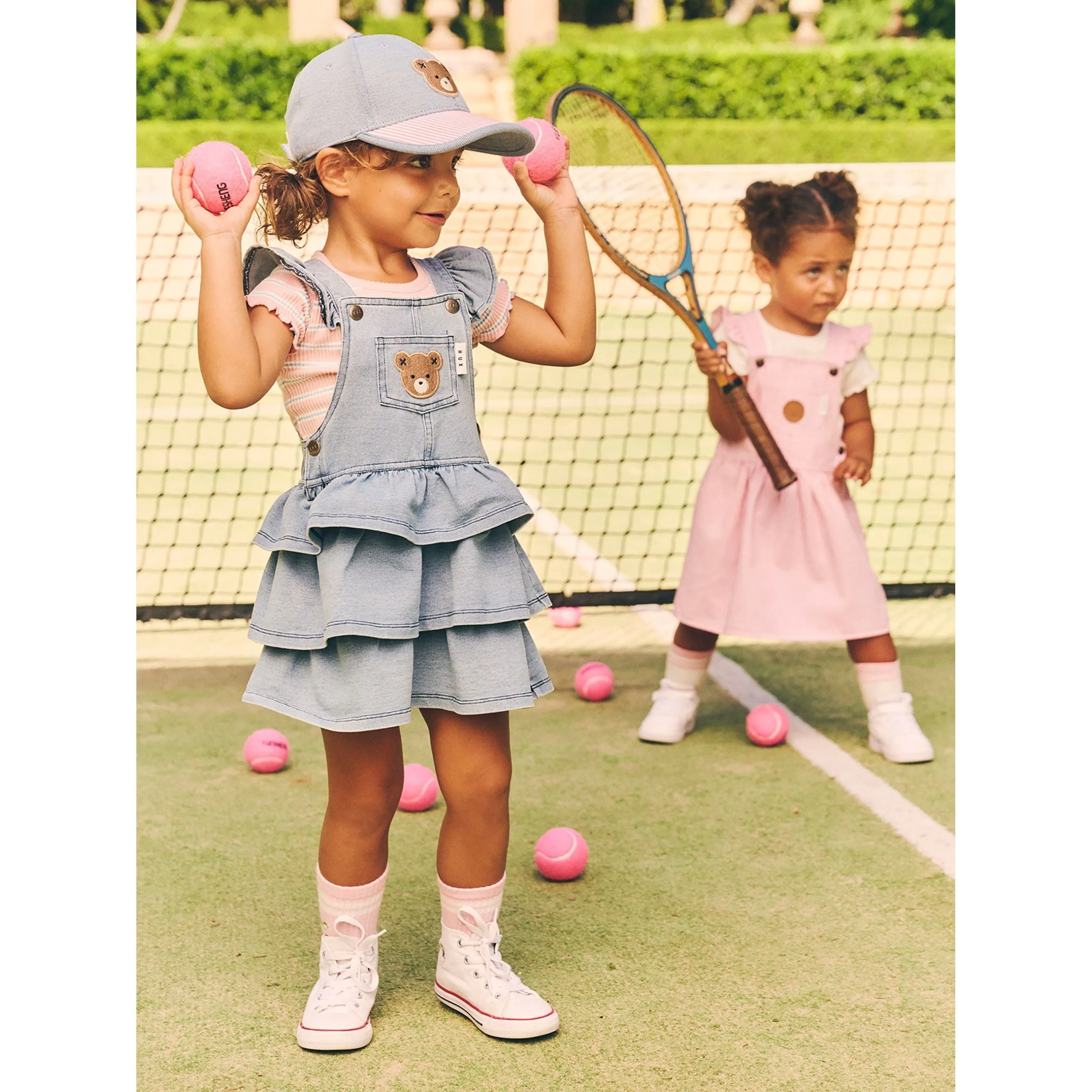 Huxbear Knit Denim Frill Pinafore