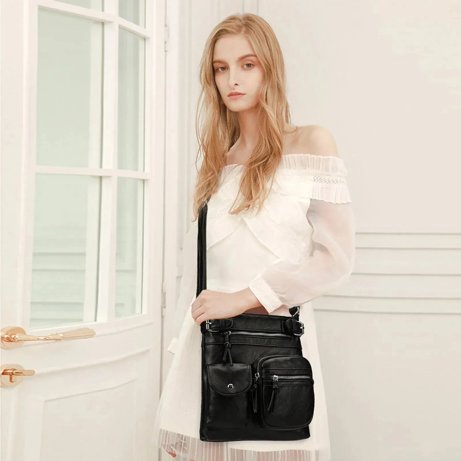 Irma® | Shoulder bag made of soft leather with multiple compartments