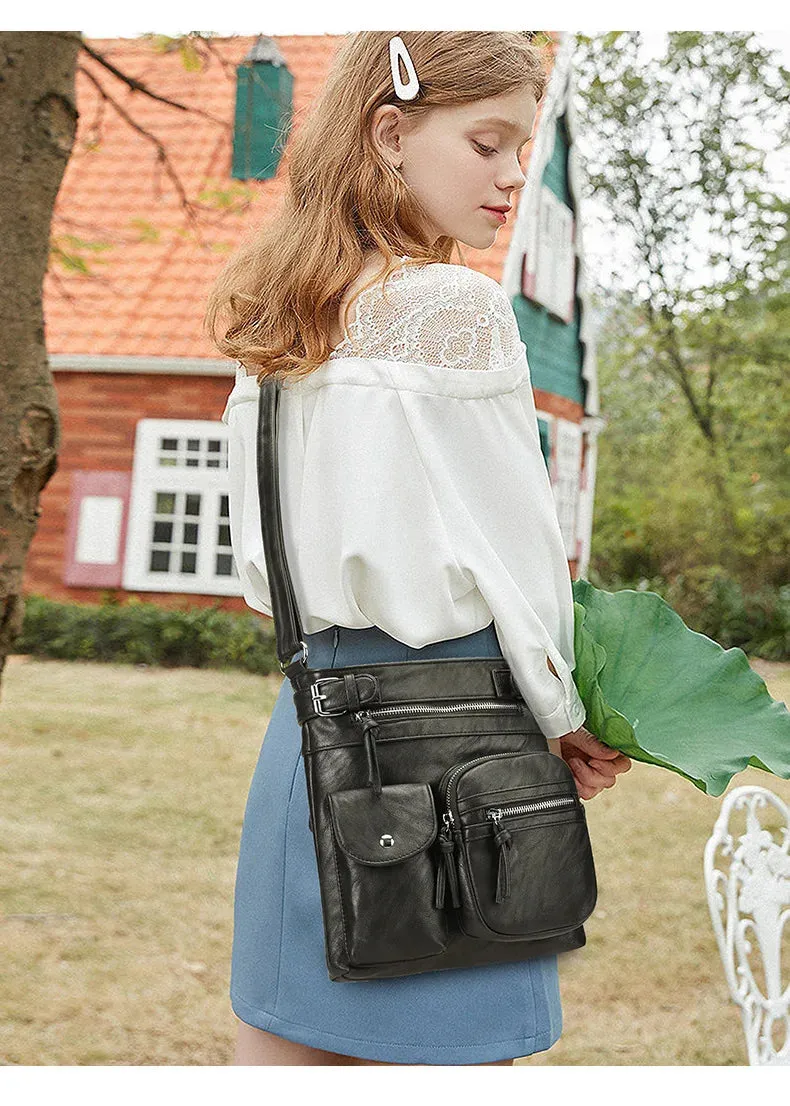 Irma® | Shoulder bag made of soft leather with multiple compartments