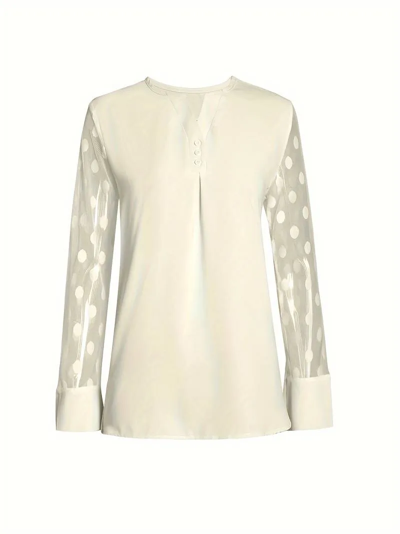 Isabella – Chic Long-Sleeve Top with Notched Neckline For Women
