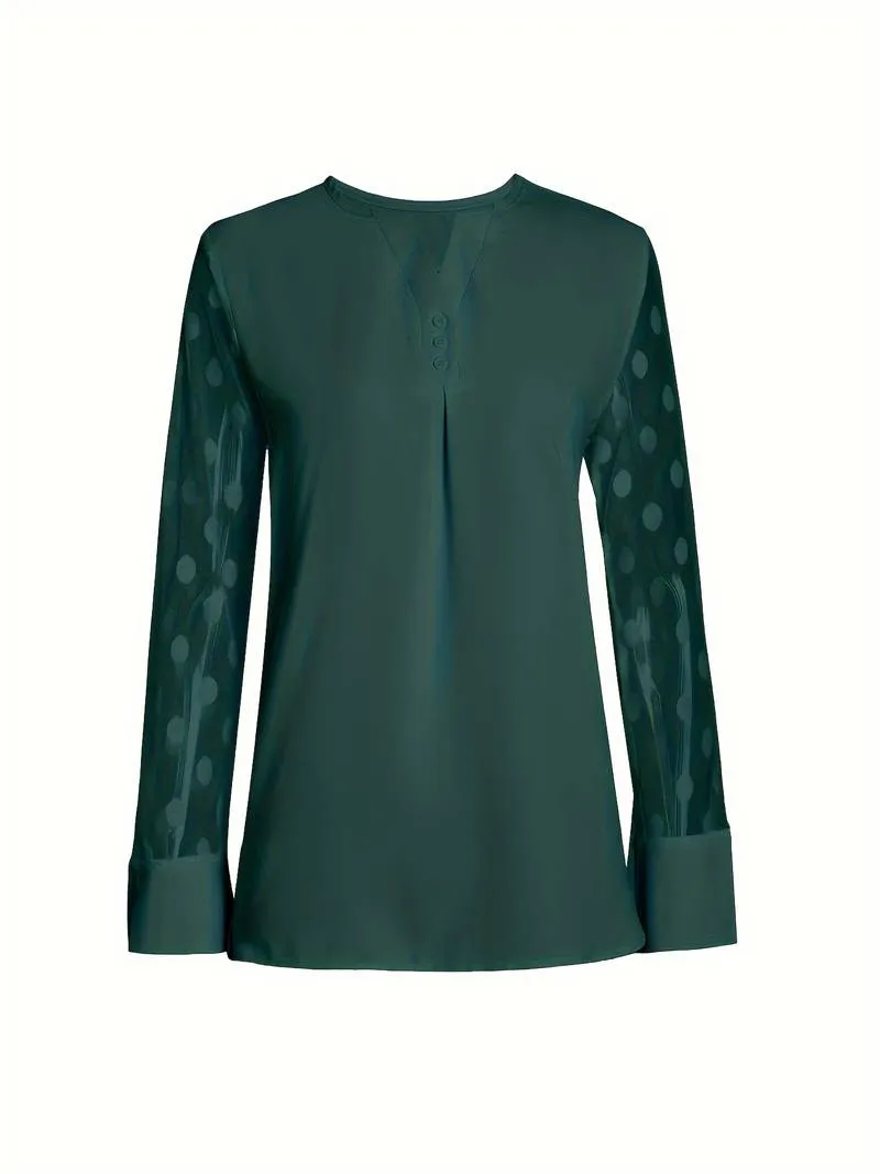 Isabella – Chic Long-Sleeve Top with Notched Neckline For Women
