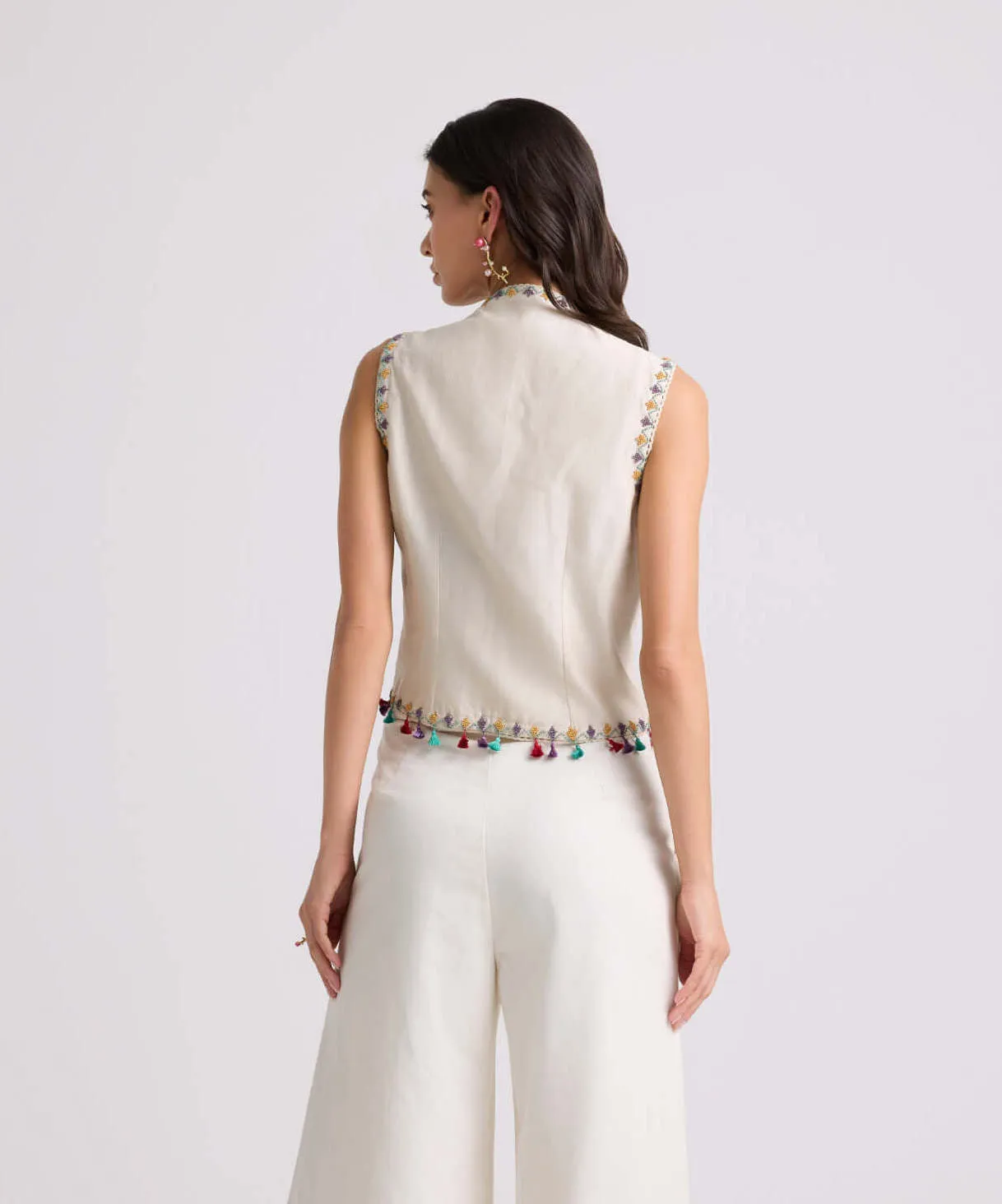 Ivory applique beadwork waistcoat
