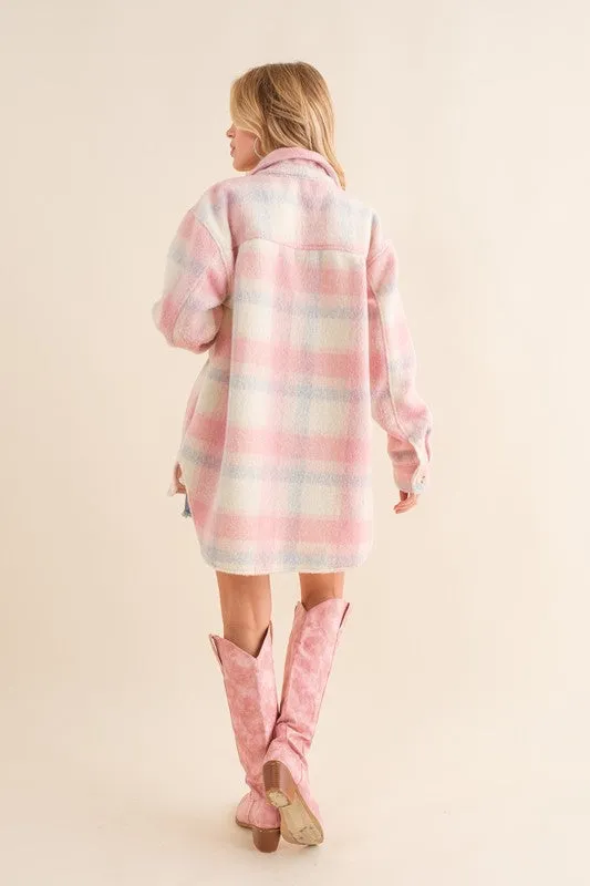 Jolene Brushed Plaid Button Up Shacket