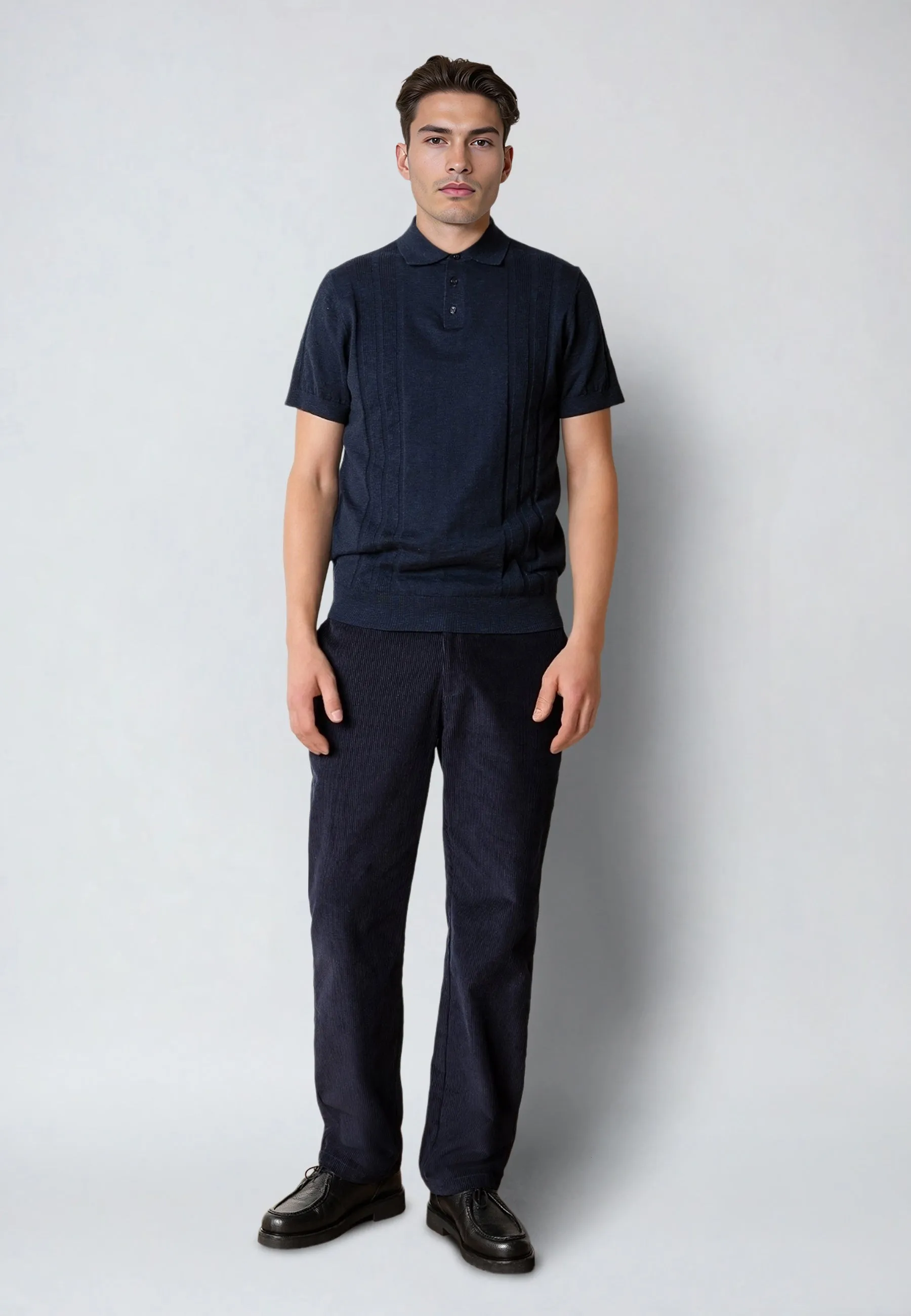 Jonas knitted polo - Navy