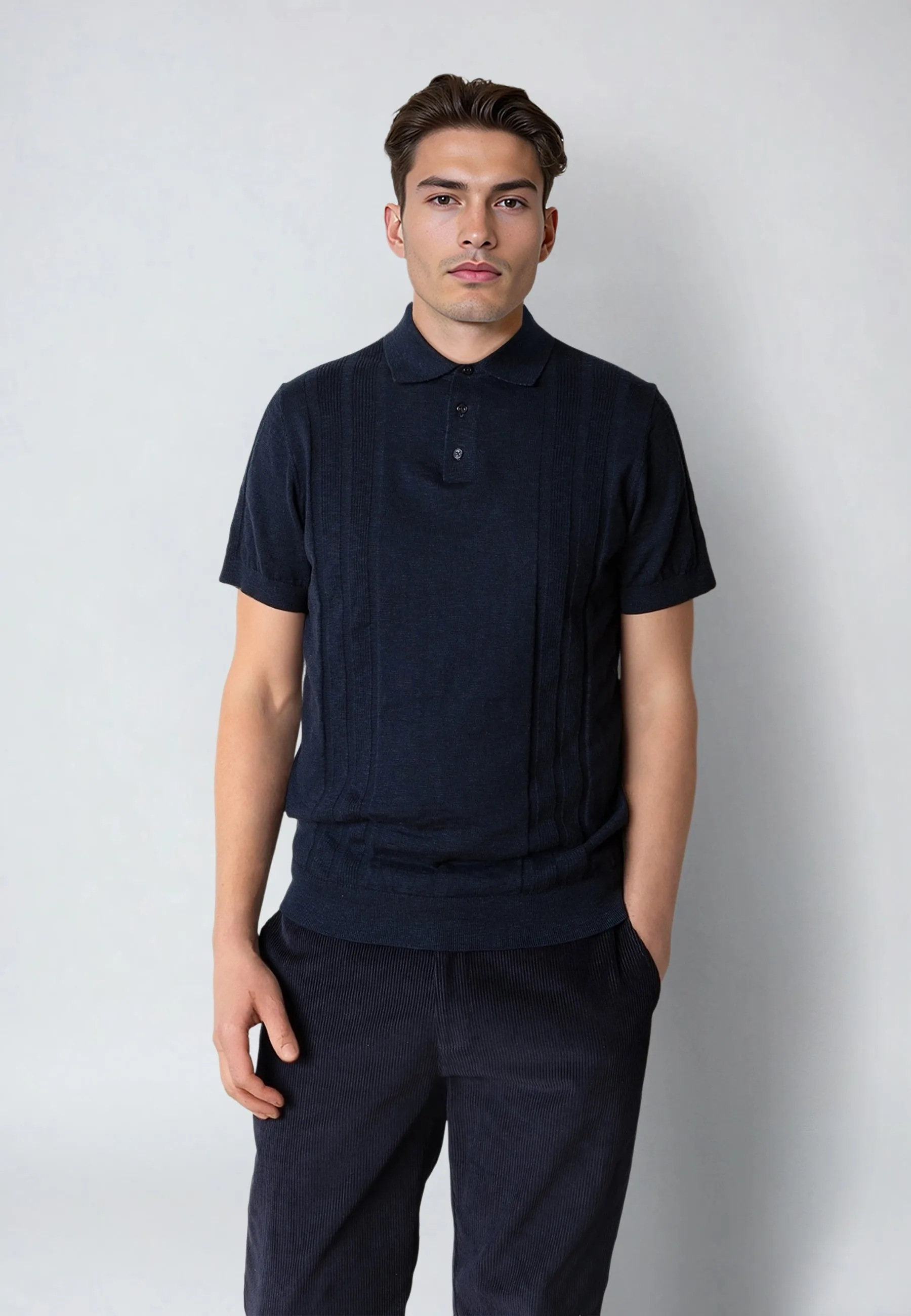 Jonas knitted polo - Navy