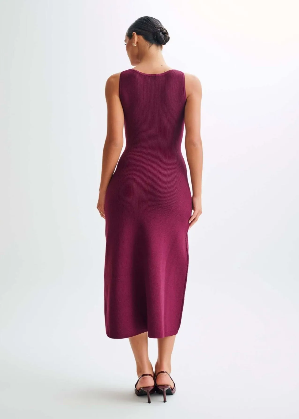Juliette - Ribbed Knit Button Midi Dress