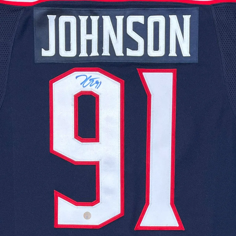 Kent Johnson Autographed Columbus Blue Jackets Pro Jersey