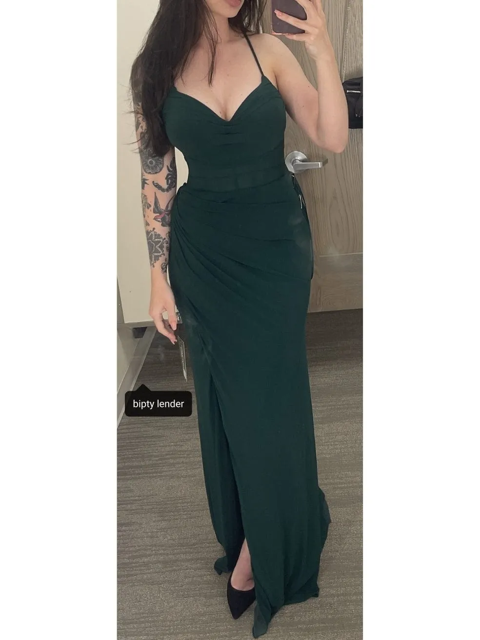 Lace up Back Ruched Jersey Gown