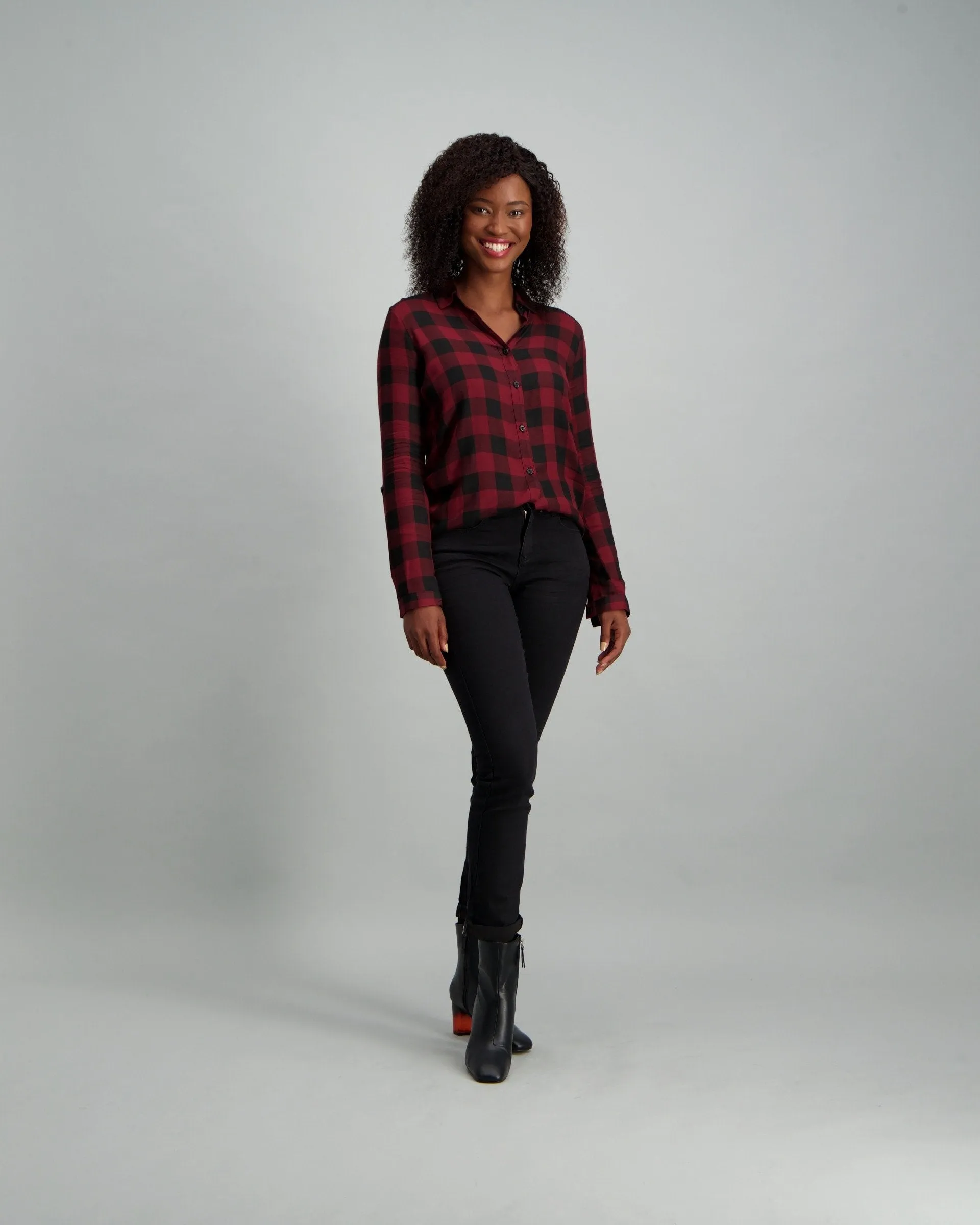 Ladies Check Shirt - Berry