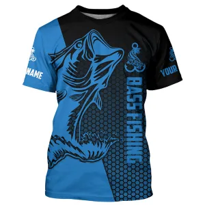 Largemouth Bass fishing UV protection Custom Fishing T-shirt, Blue Bass tournament jerseys NQS5138