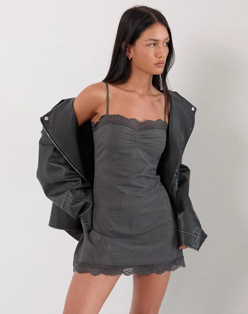 Larna Mini Dress in Check Tailoring Grey