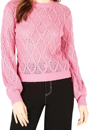 Leyden | Cable-Knit Cropped Sweater | Hot Pink | S