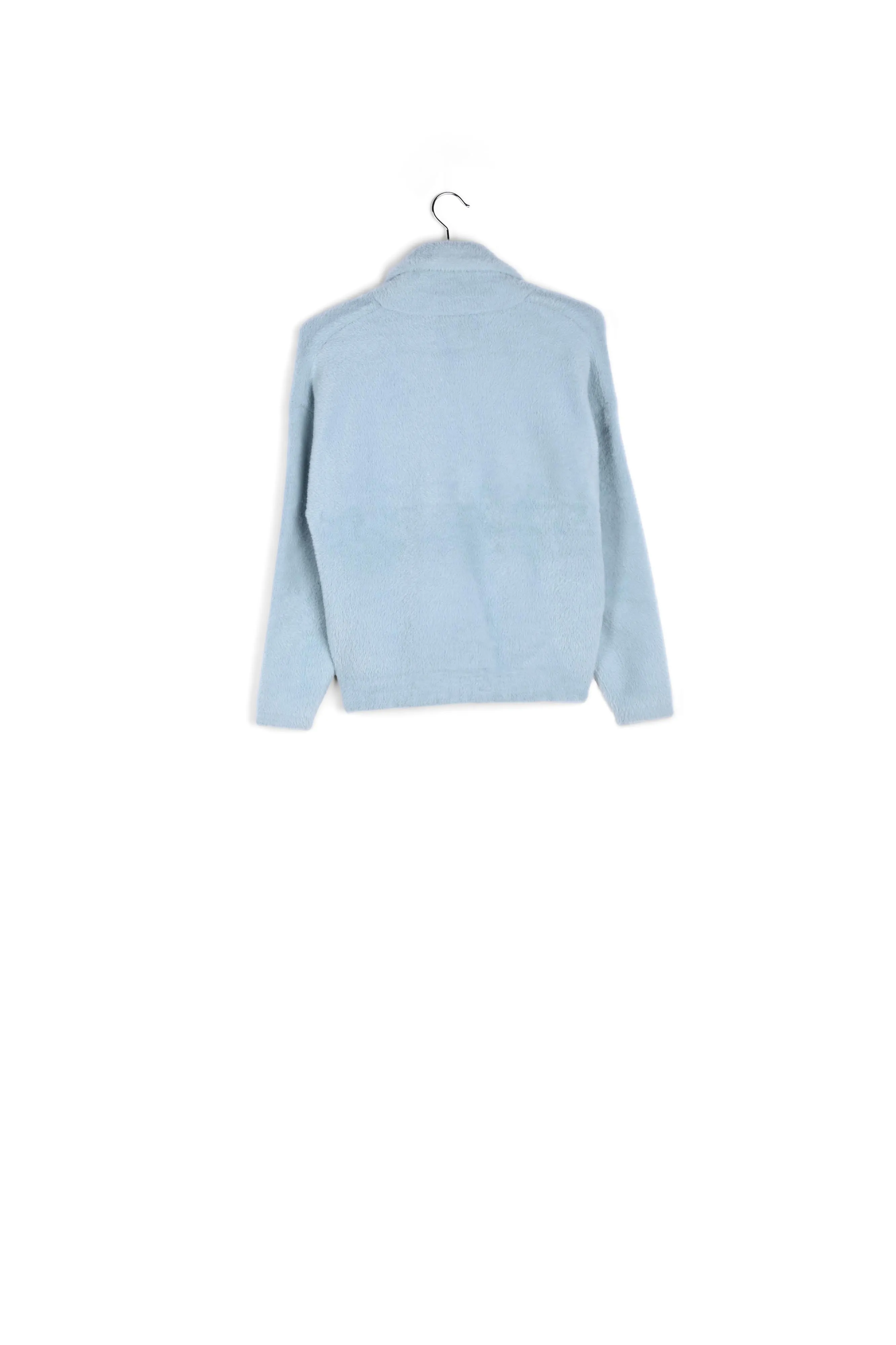 Light blue fuzzy knitted jacket