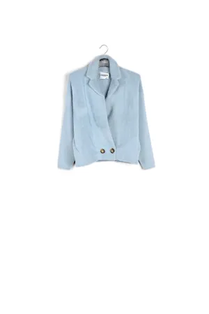 Light blue fuzzy knitted jacket