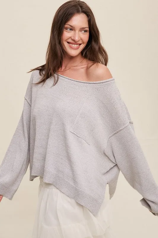 Light Weight Wide Neck Crop Pullover Knit Sweater, Listicle (Various colors)