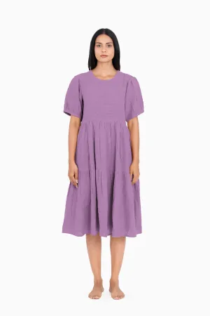 Linen Elvira Dress-Misty Lilac