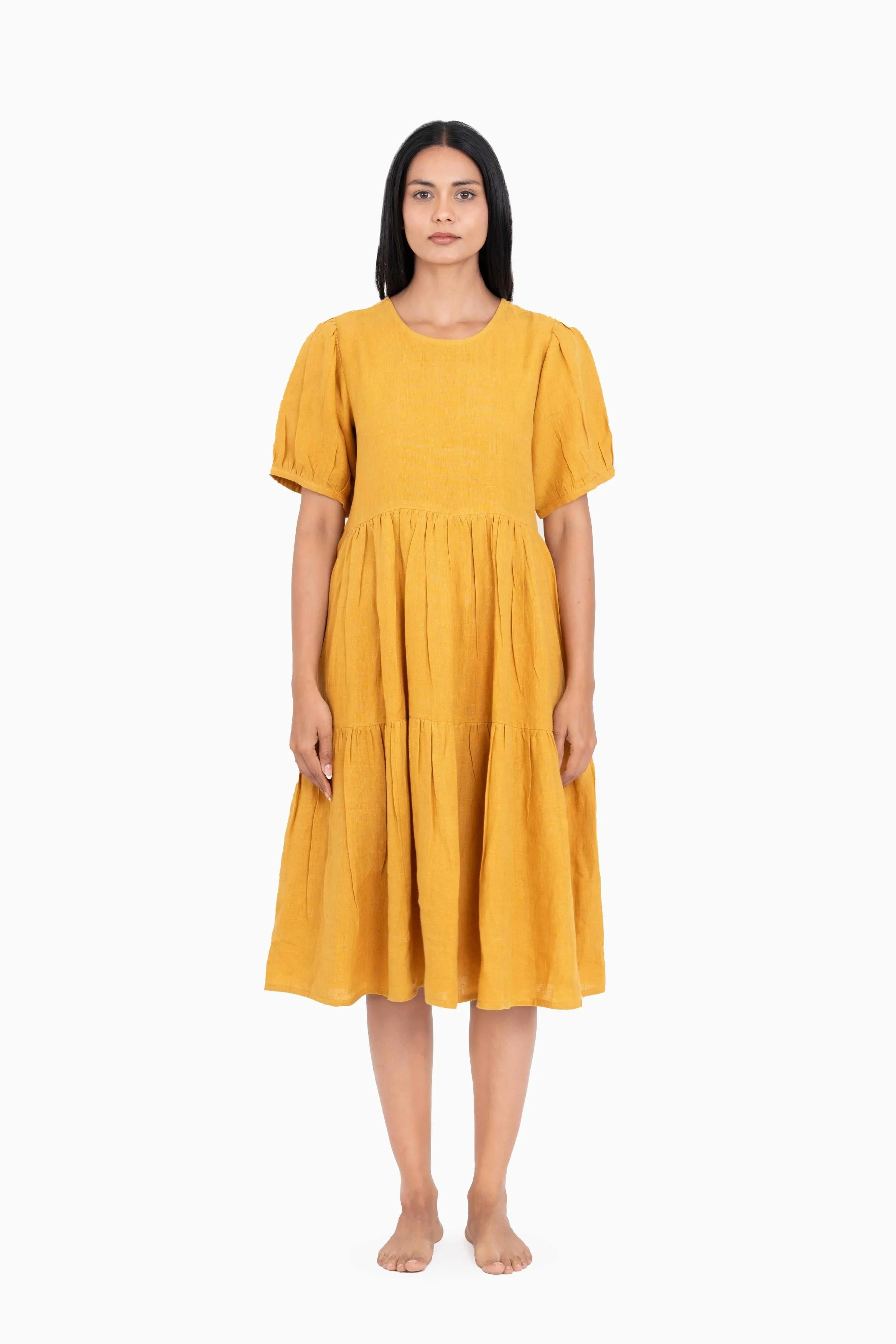 Linen Elvira Dress-Misty Lilac