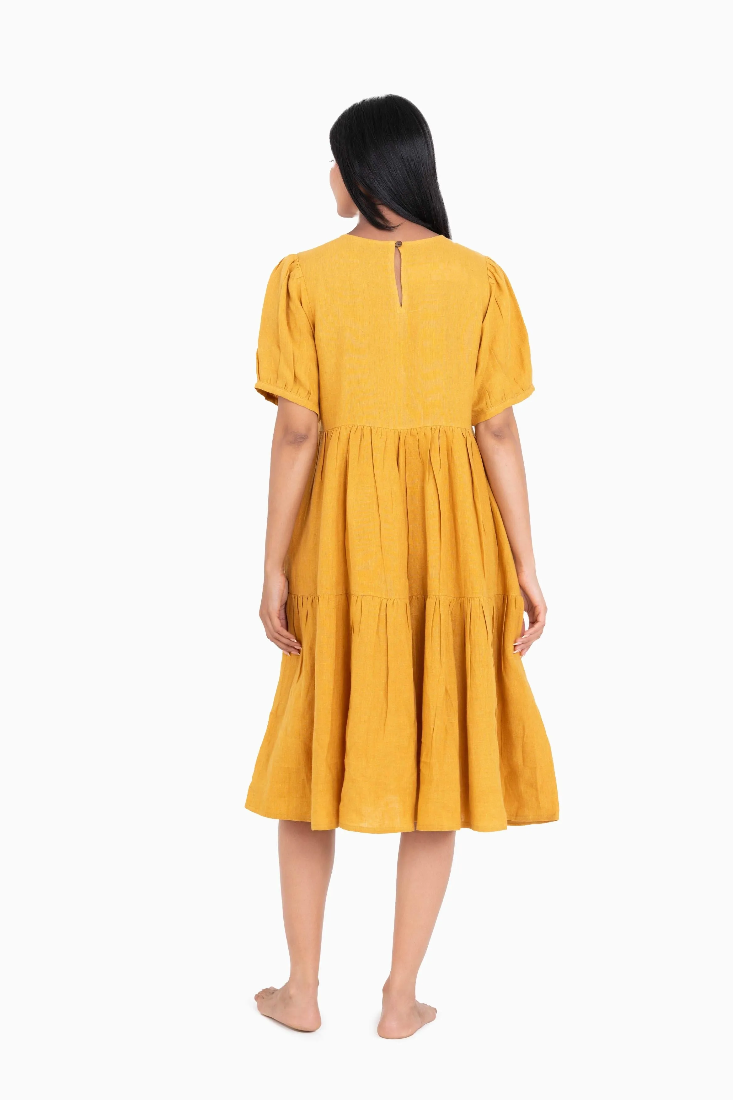 Linen Elvira Dress-Misty Lilac