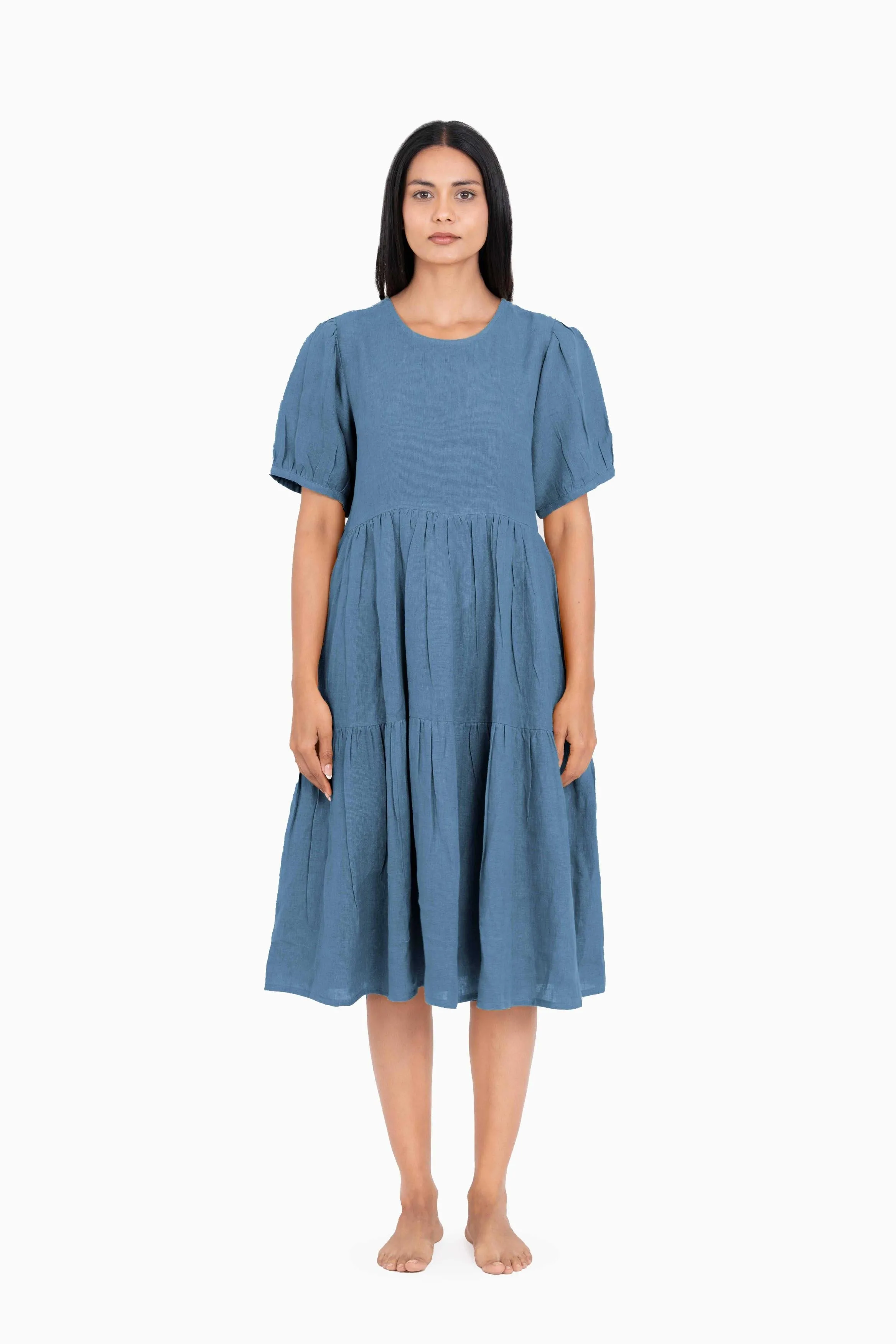 Linen Elvira Dress-Misty Lilac