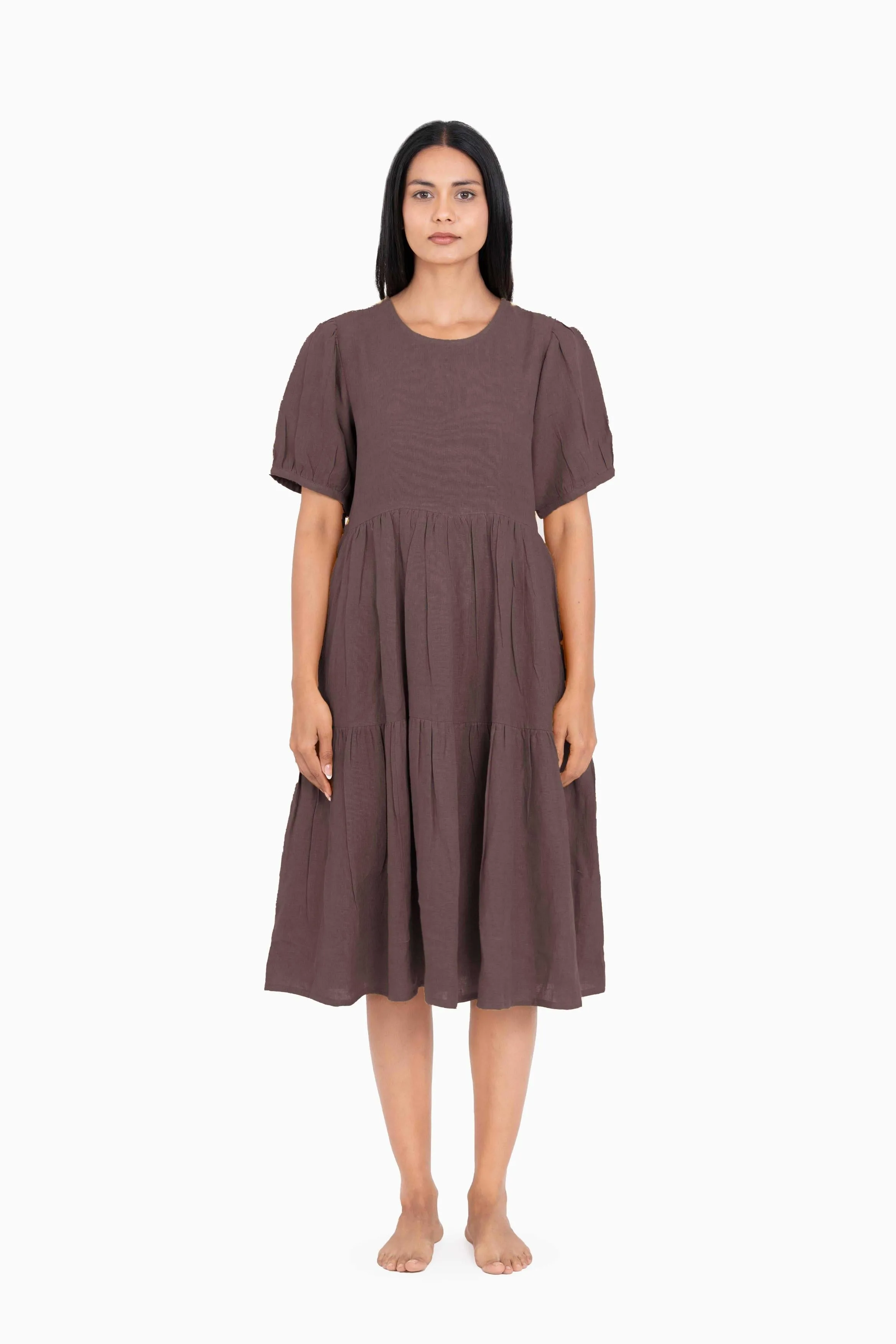 Linen Elvira Dress-Misty Lilac