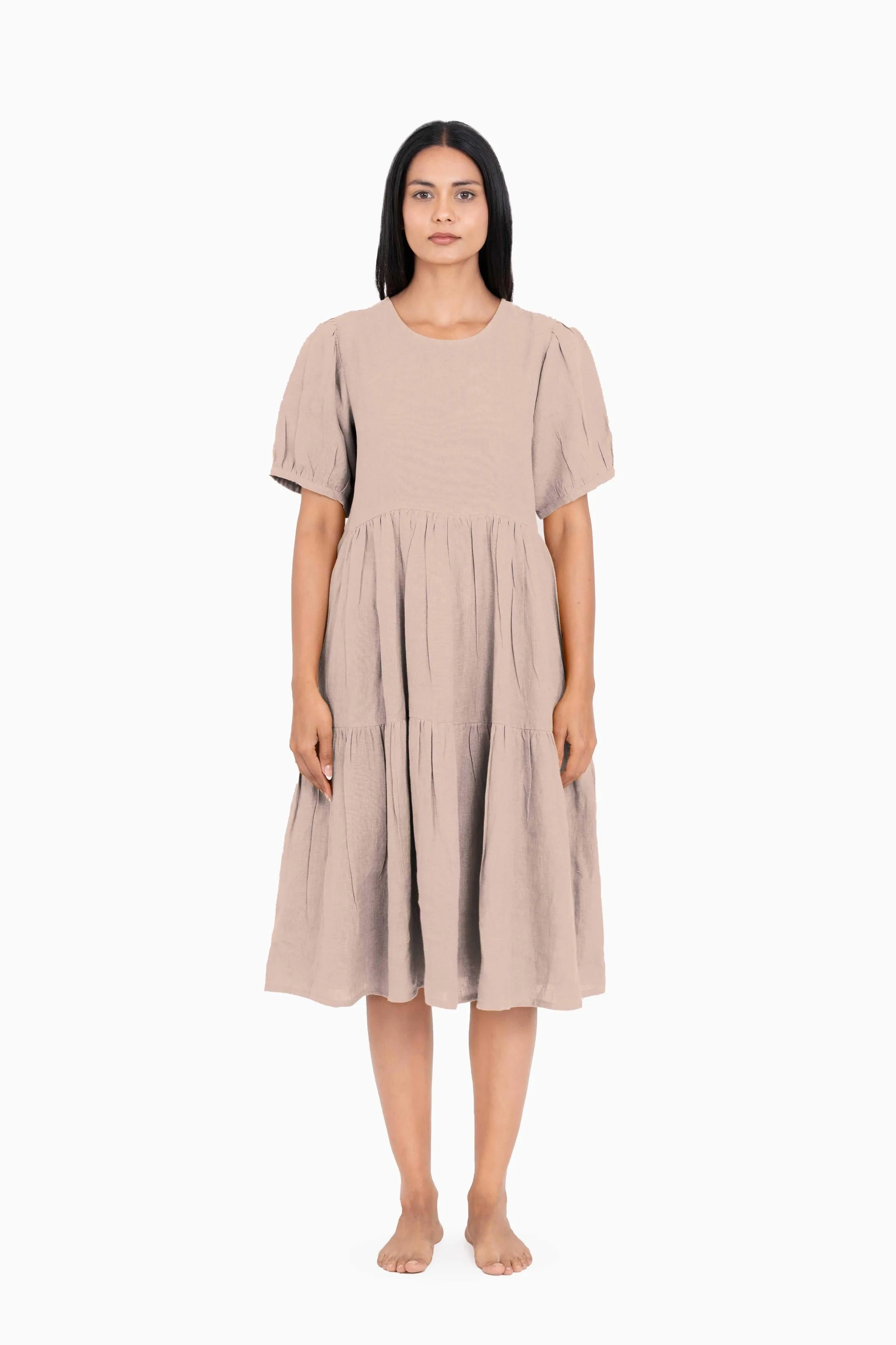 Linen Elvira Dress-Misty Lilac