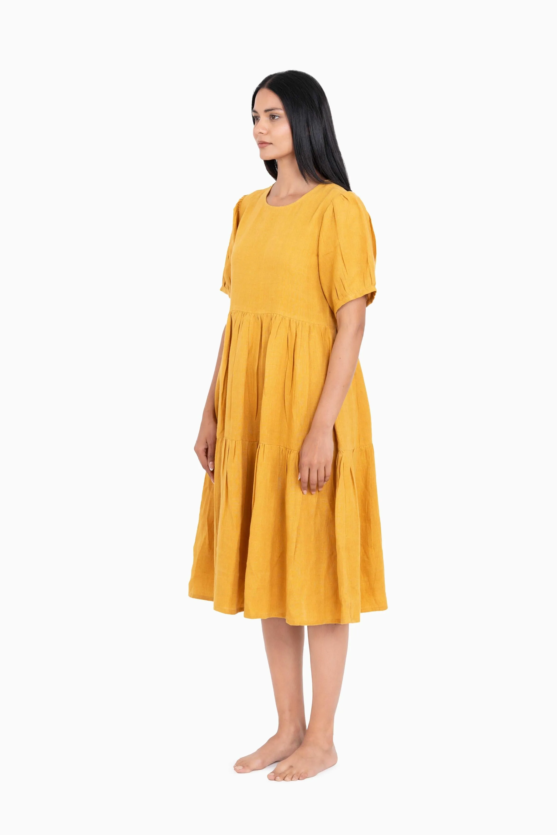 Linen Elvira Dress-Misty Lilac