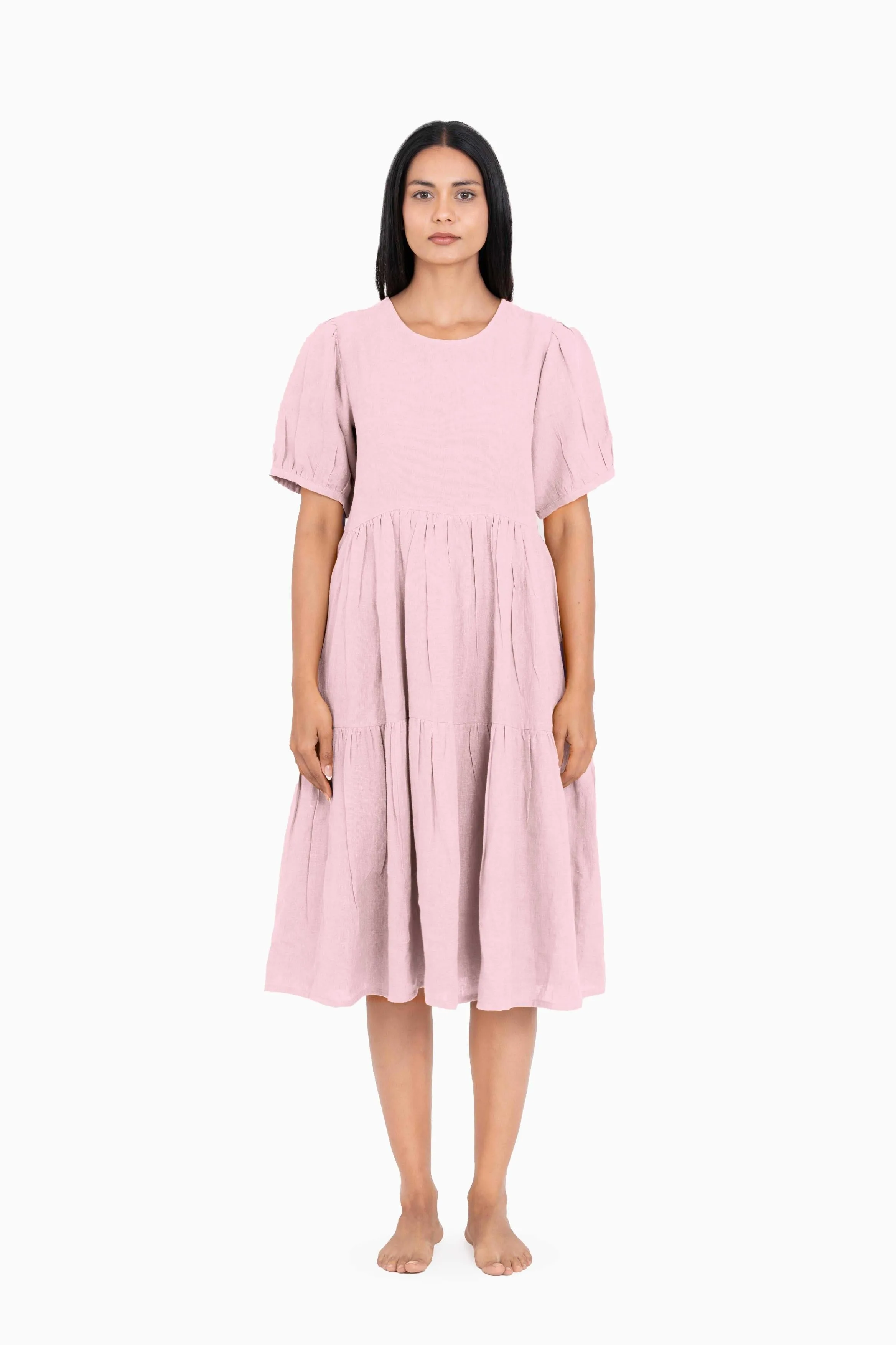 Linen Elvira Dress-Misty Lilac
