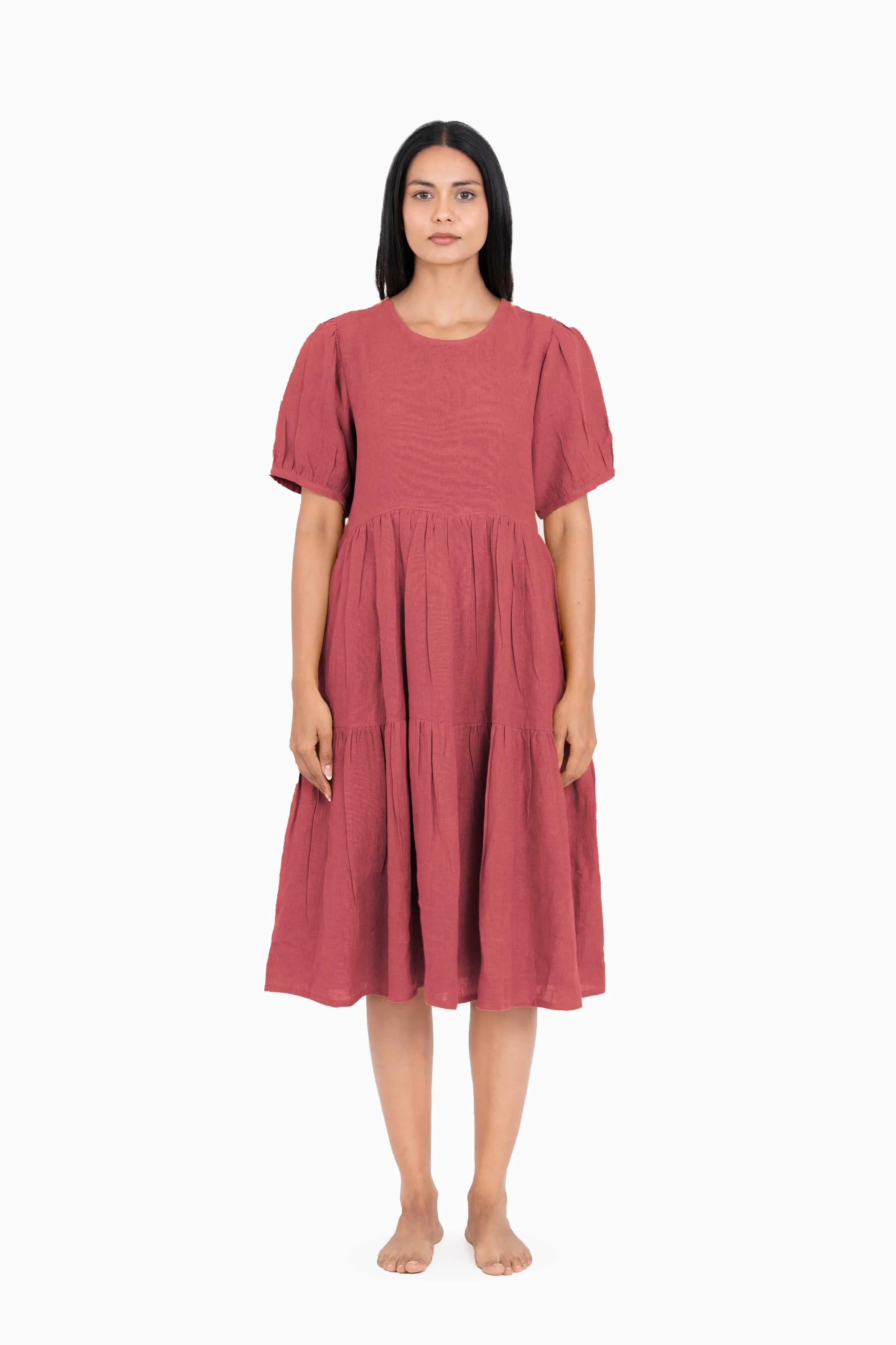 Linen Elvira Dress-Misty Lilac