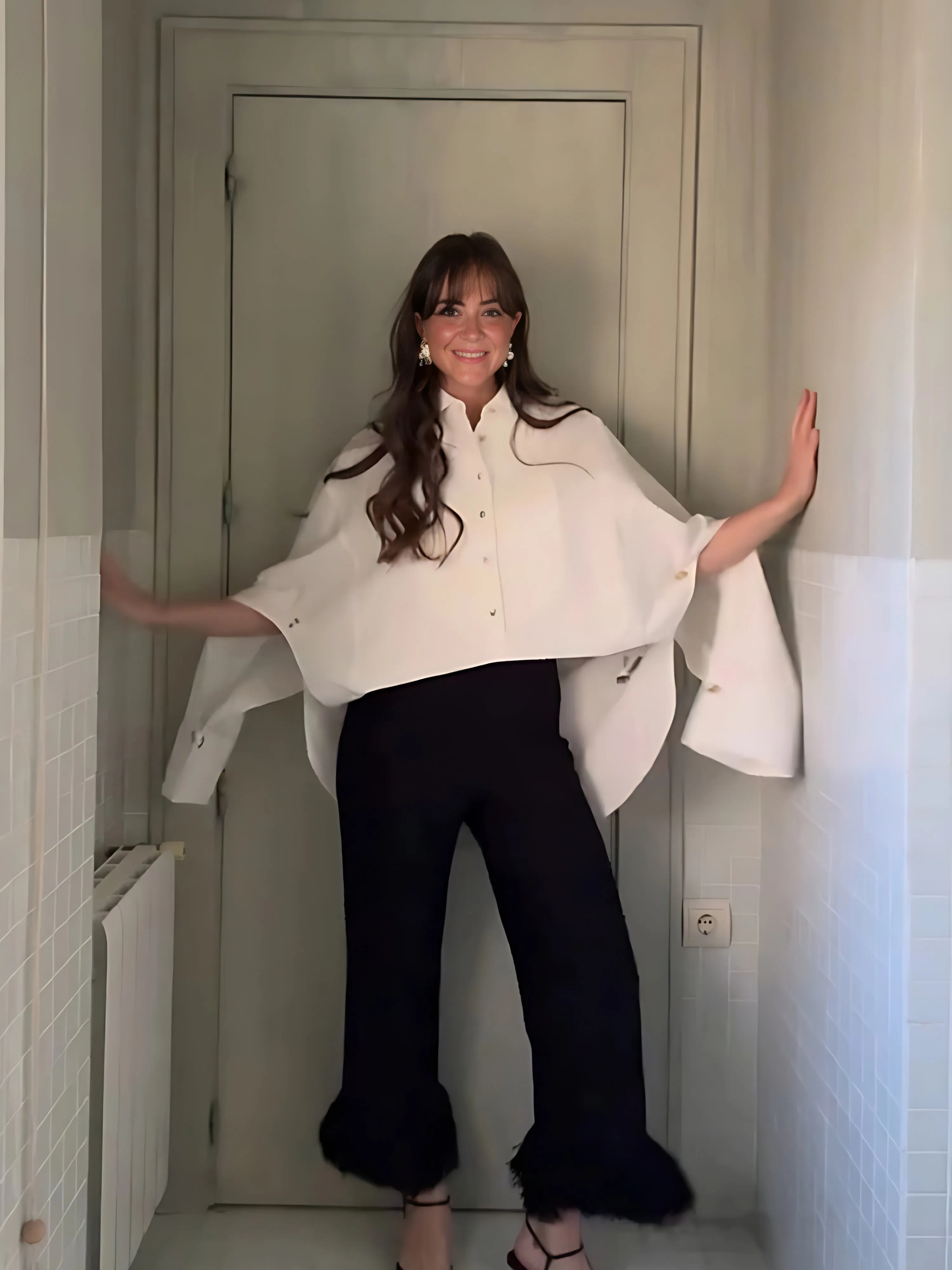 Livia – Chic Tuxedo Shirt & Fringed Trim Pants Set for Women