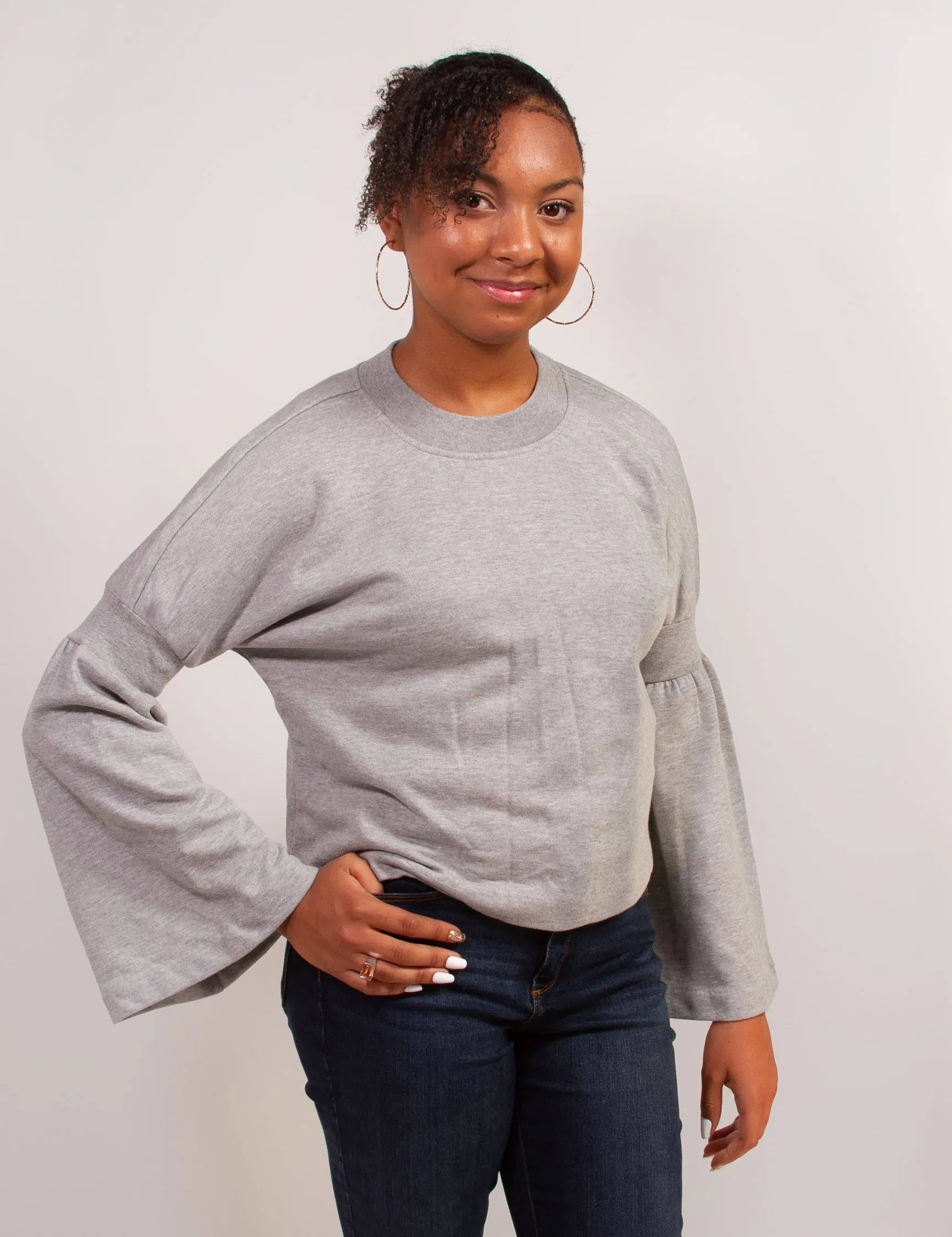 Long Poplin Sleeve Sweatshirt