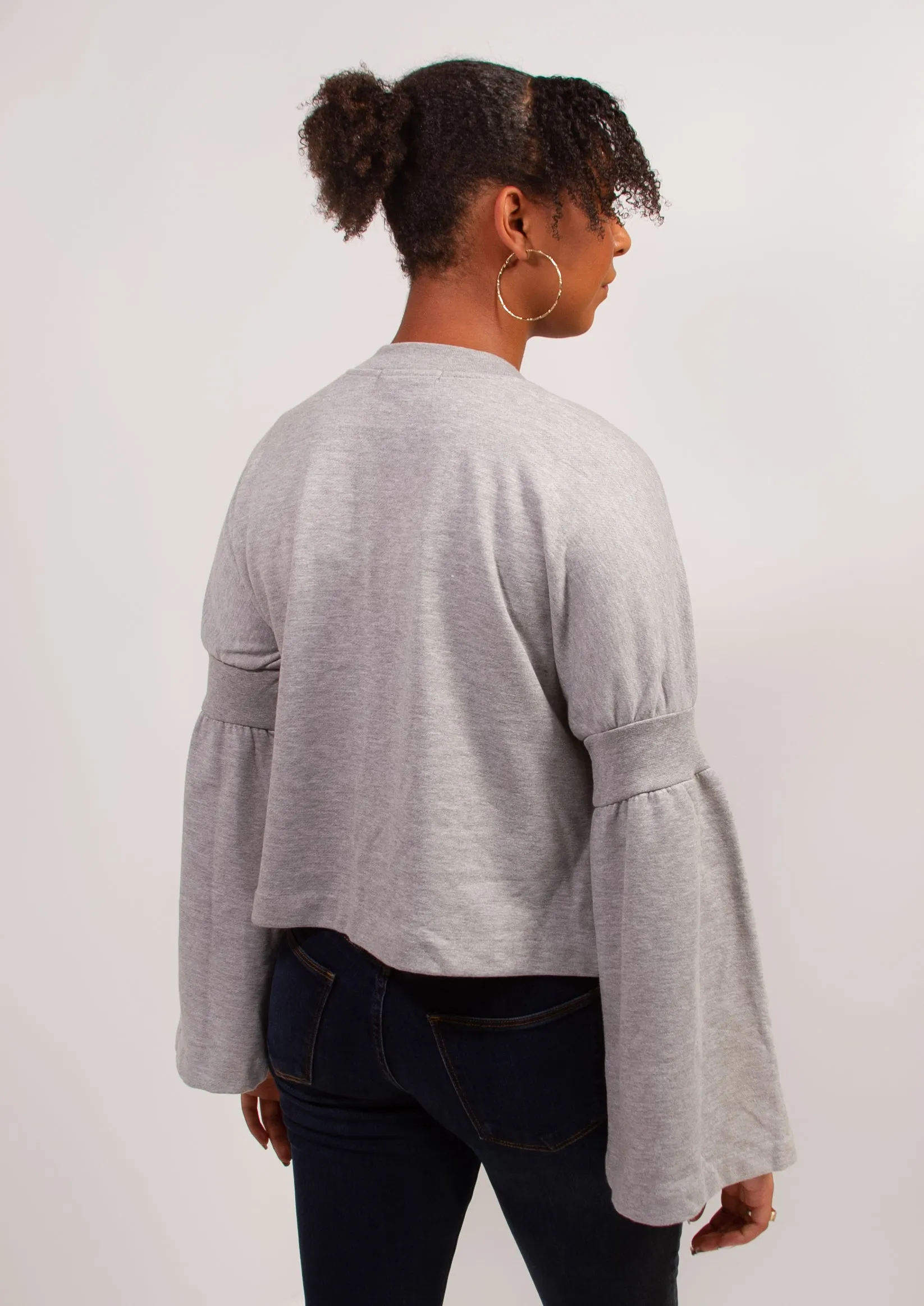 Long Poplin Sleeve Sweatshirt