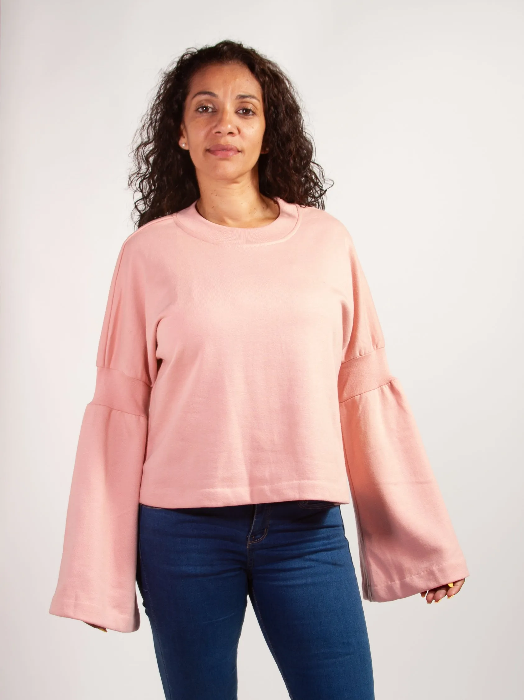 Long Poplin Sleeve Sweatshirt
