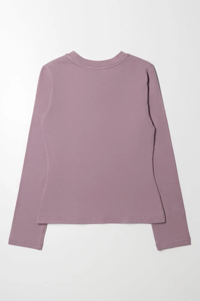 Long Sleeve Crew Neck T-Shirt Purple