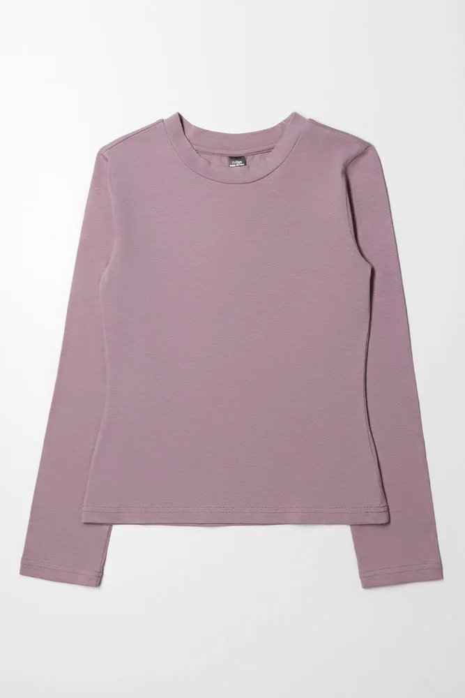 Long Sleeve Crew Neck T-Shirt Purple