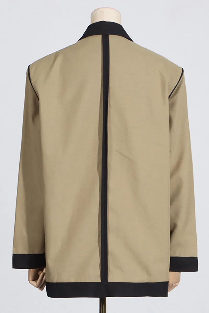 Long Sleeve Patchwork Button Jackets